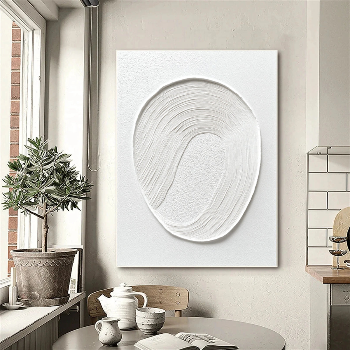 White Minimalist Textured Wall Art #MW014