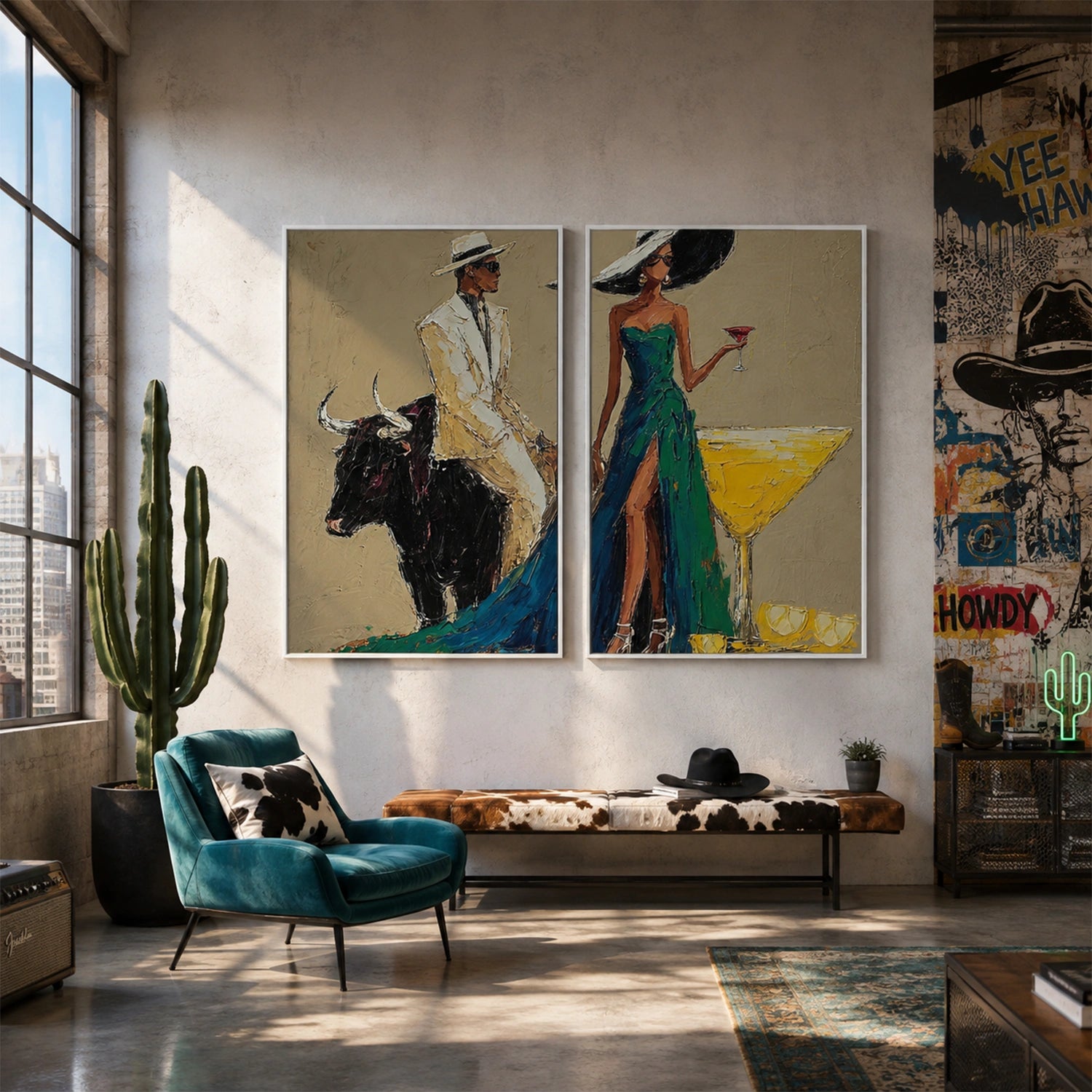 Western Cowboy Wall Art Set of 2 #AC044