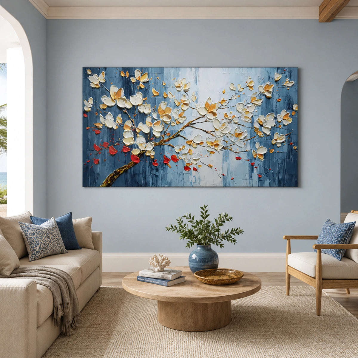 Abstract Flower And Tree Textured Wall Art #FT055