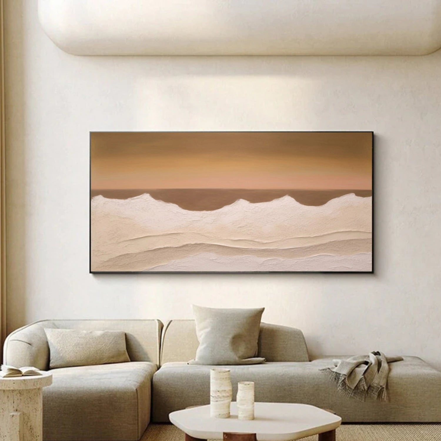 Abstract Ocean And Sky Textured Wall Art #OS055
