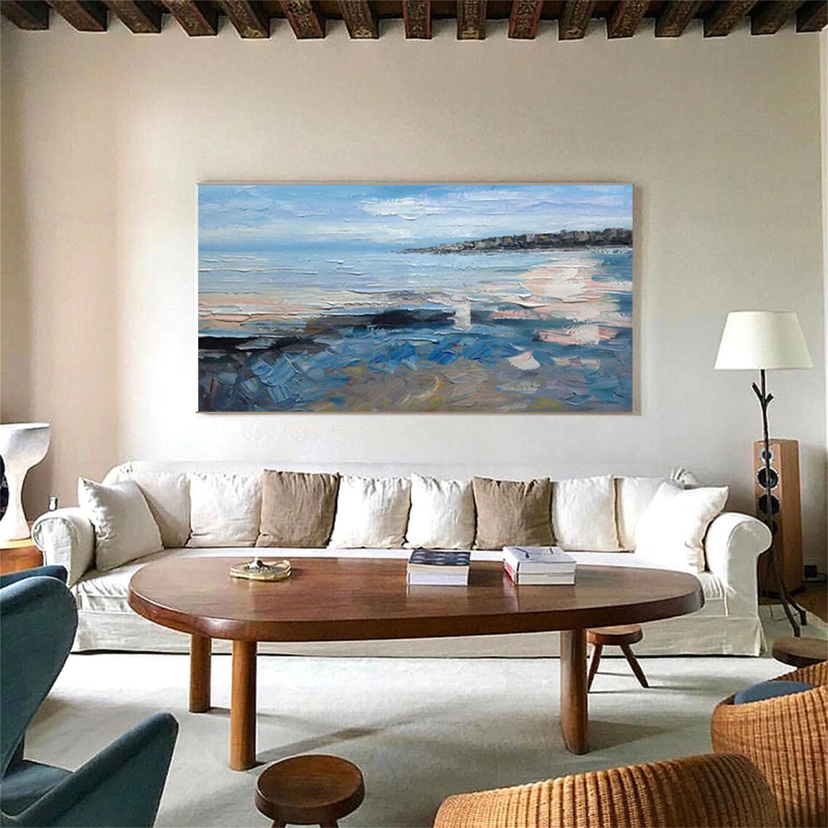 Abstract Ocean And Sky Textured Wall Art #OS059