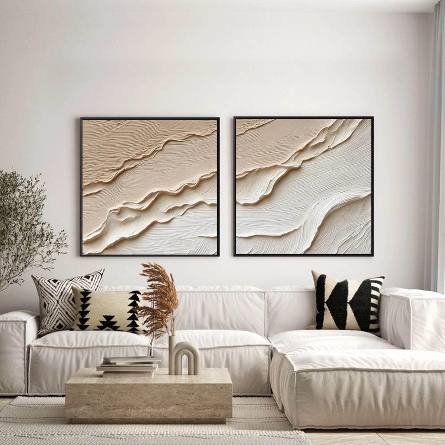 Brown Minimalist Textured Wall Art Set of 2 #MW033