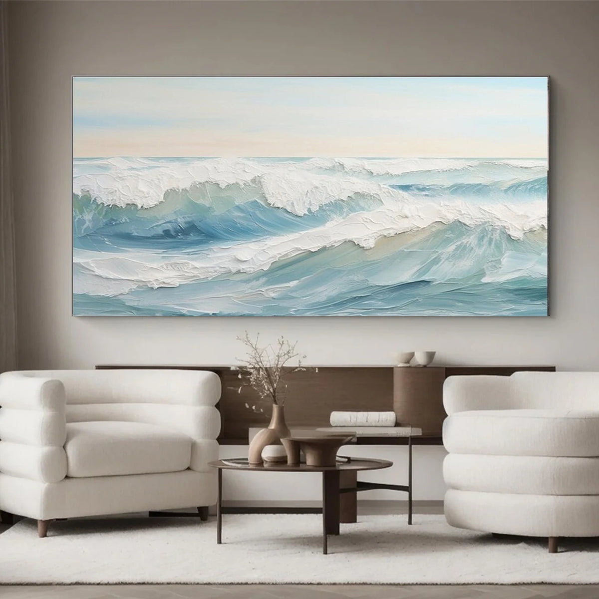 Abstract Ocean And Sky Textured Wall Art #OS063