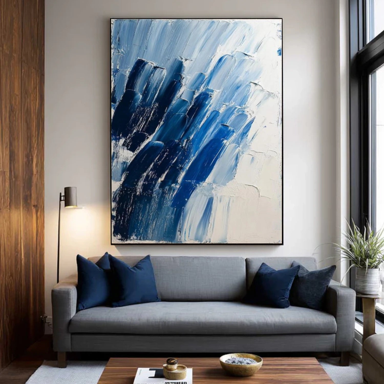 Blue Abstract Textured Wall Art #AW037