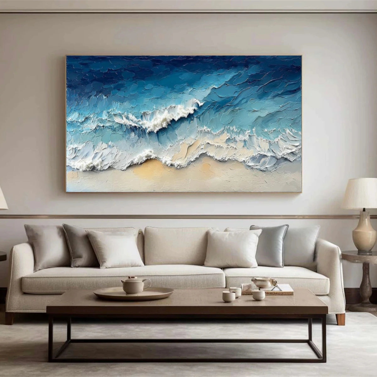 Abstract Ocean And Sky Textured Wall Art #OS136