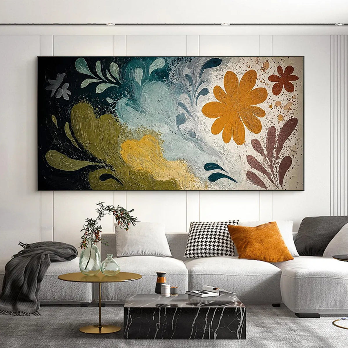 Abstract Flower And Tree Textured Wall Art #FT034