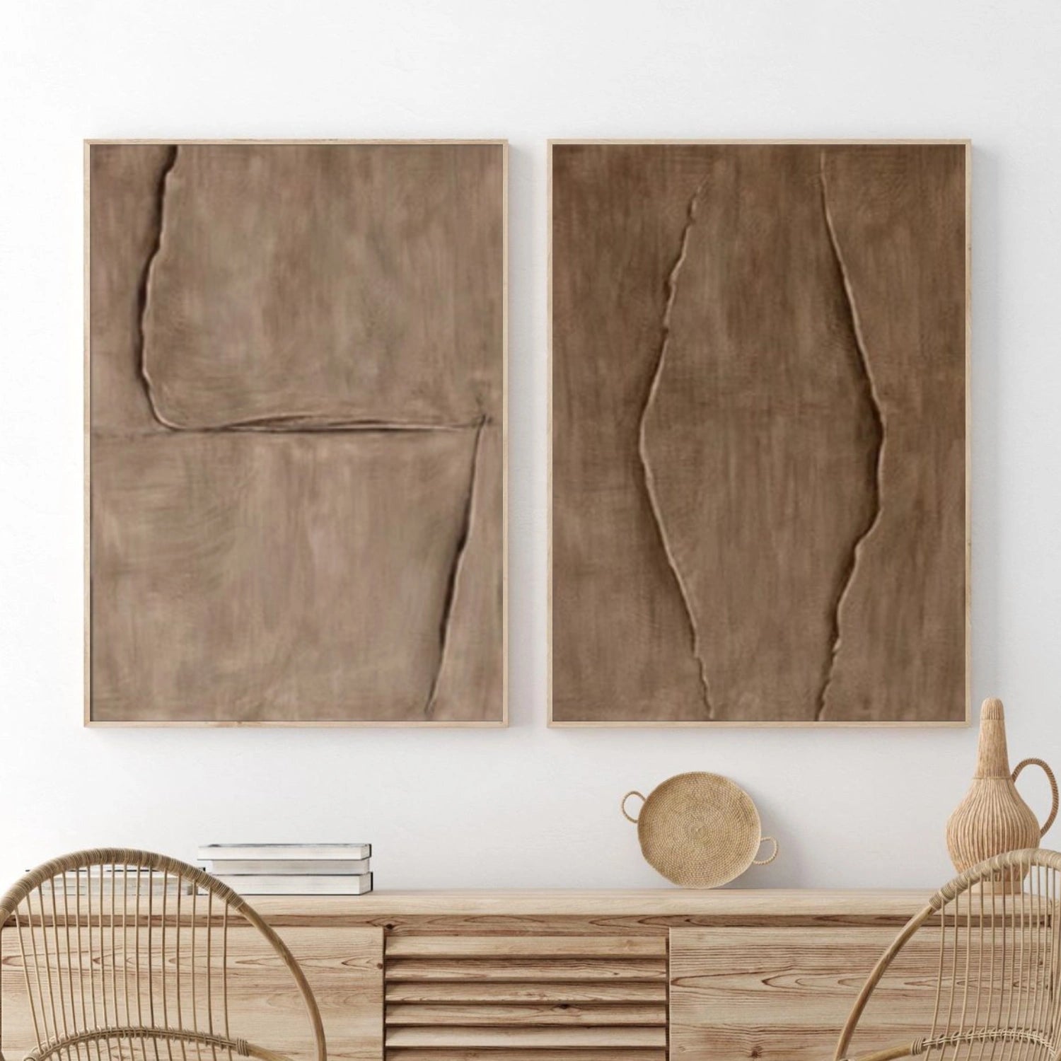 Brown Minimalist Textured Wall Art Set of 2 #MW034