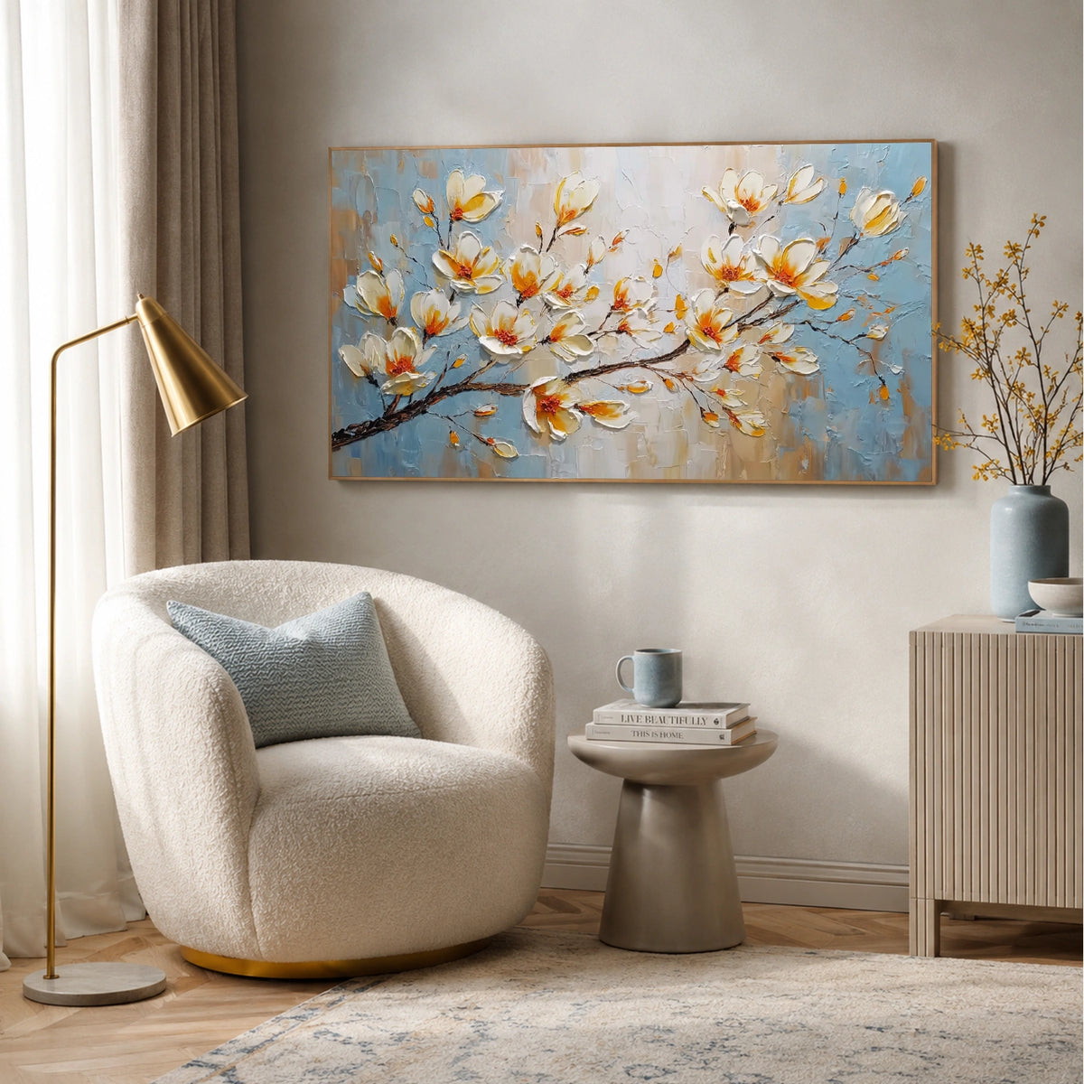 Abstract Flower And Tree Textured Wall Art #FT051