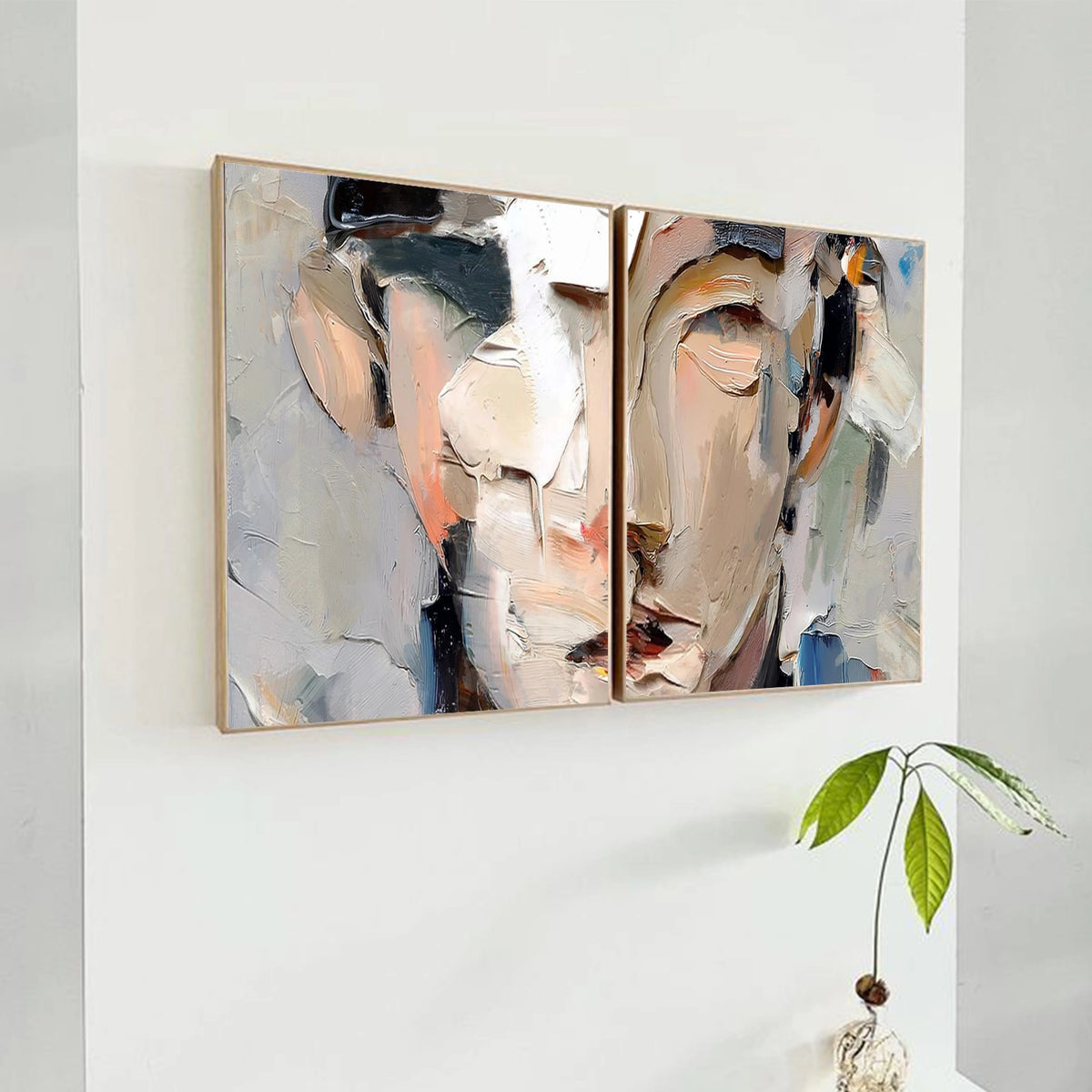 Abstract Portrait Textured Wall Art Set of 2 #LA019