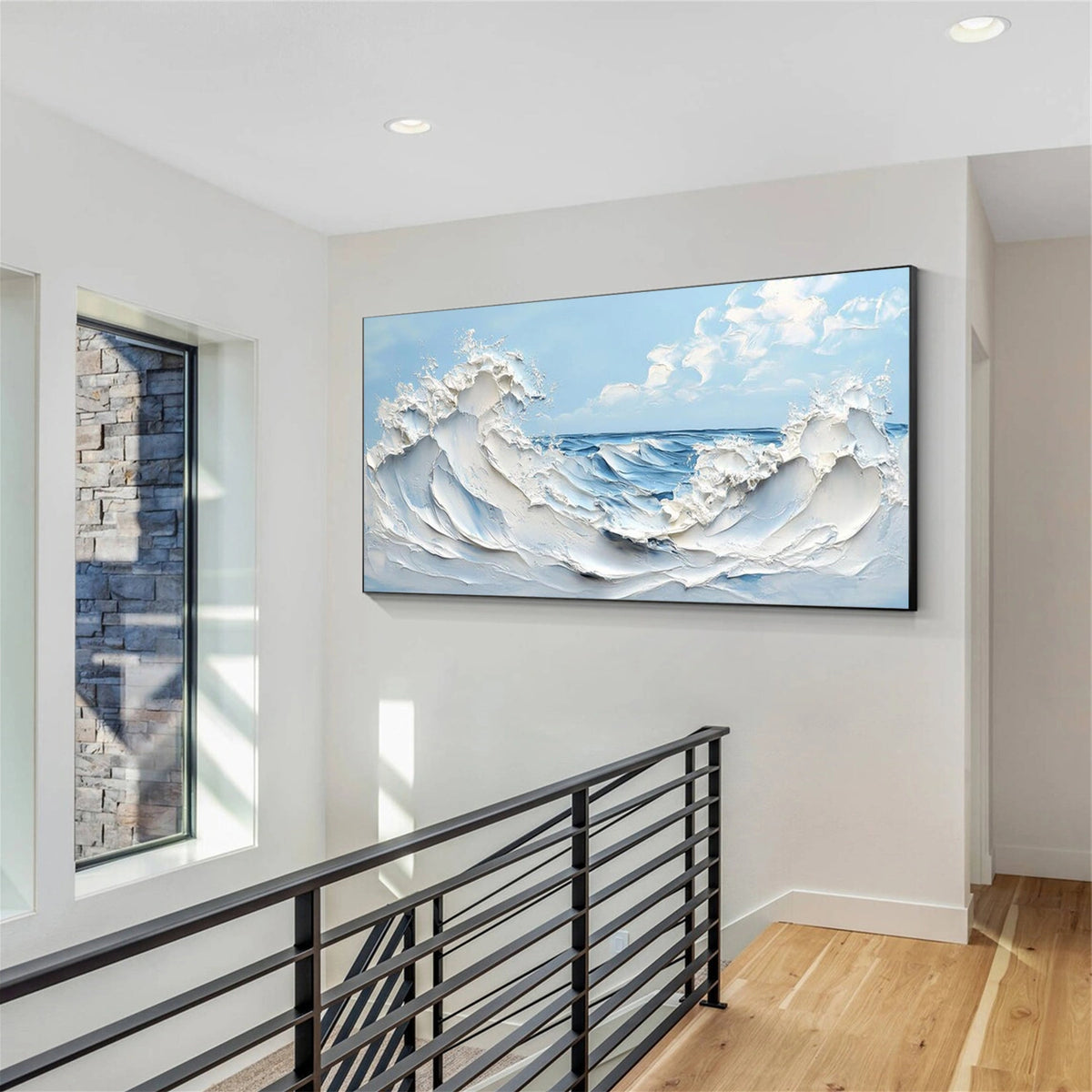 Abstract Ocean And Sky Textured Wall Art #OS053