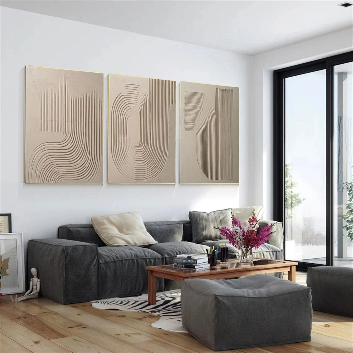 Brown Minimalist Textured Wall Art Set of 3 #MW008