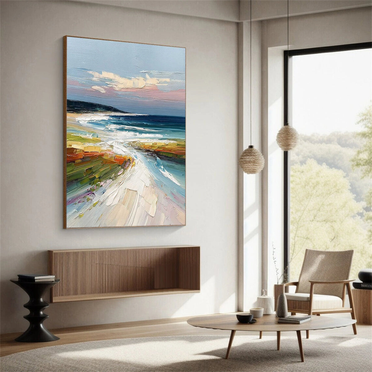 Abstract Ocean And Sky Textured Wall Art #OS032