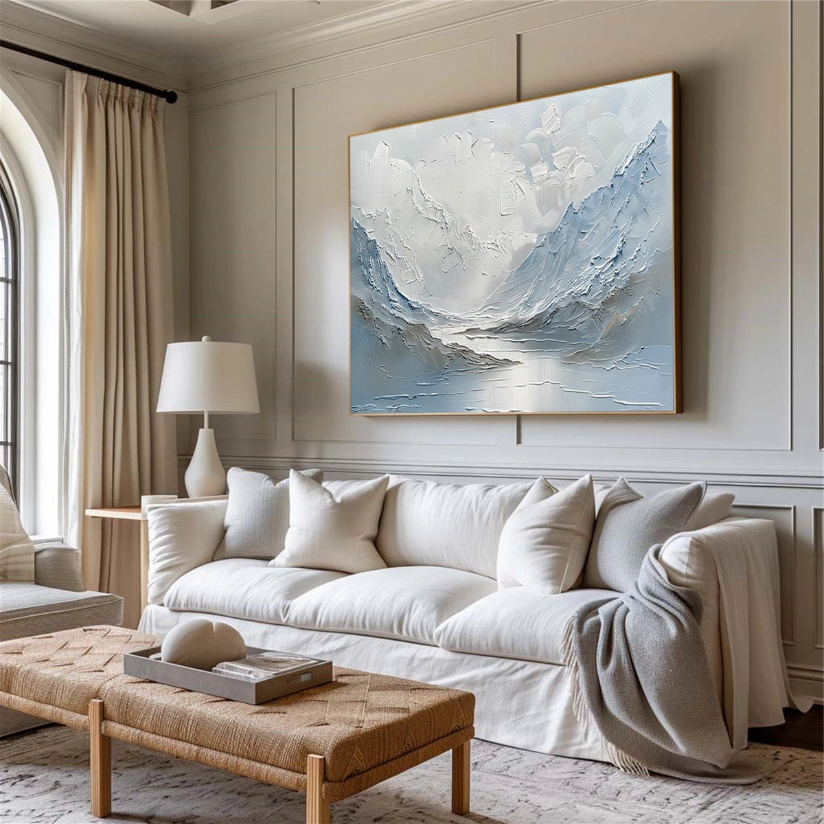 Blue Minimalist Mountain Textured Wall Art #MM038