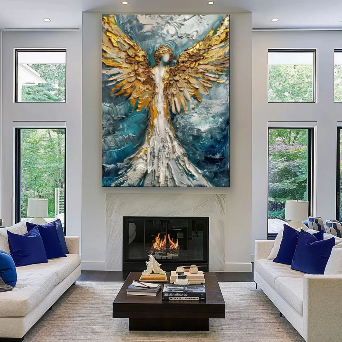 Abstract Angel Portrait Textured Wall Art #LA045