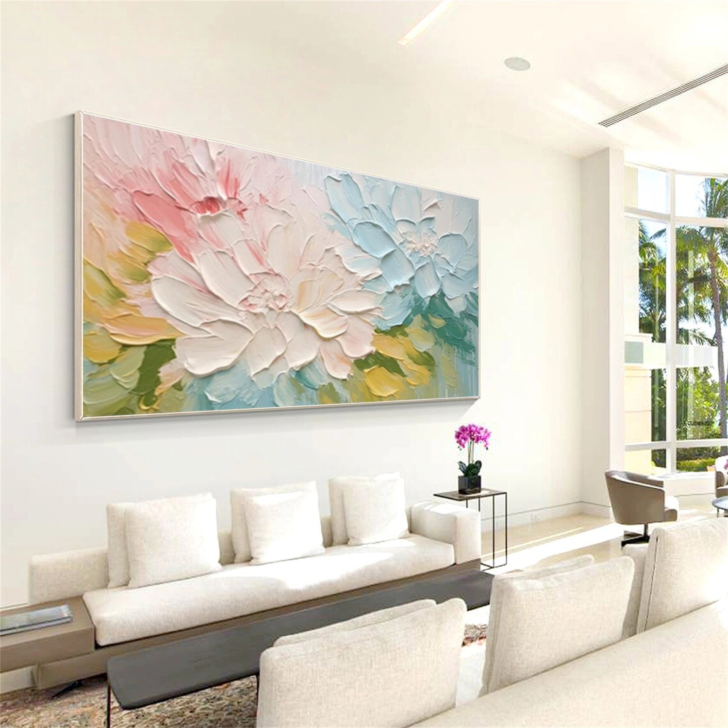 Colorful Abstract Flower And Tree Textured Wall Art #FT021