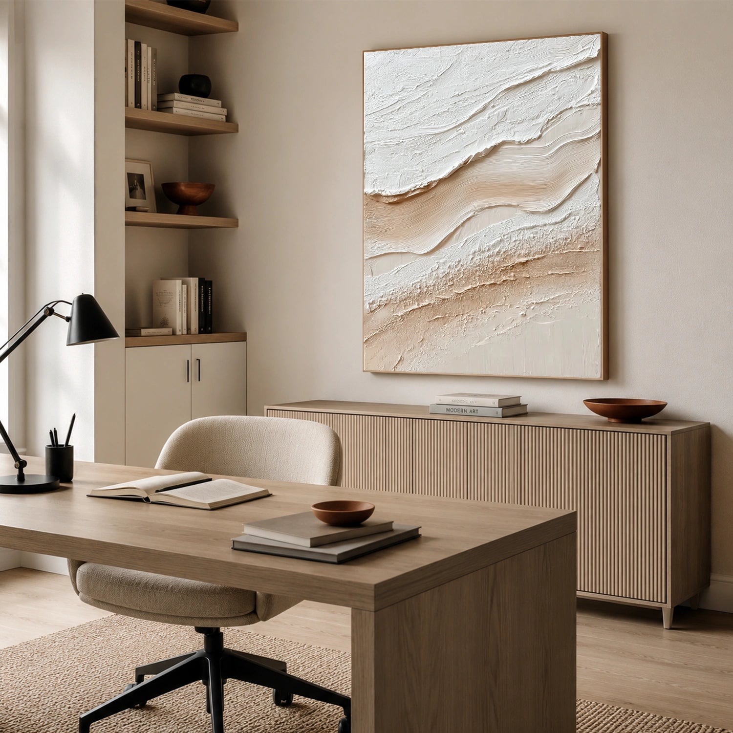 White Minimalist Textured Wall Art #MW037
