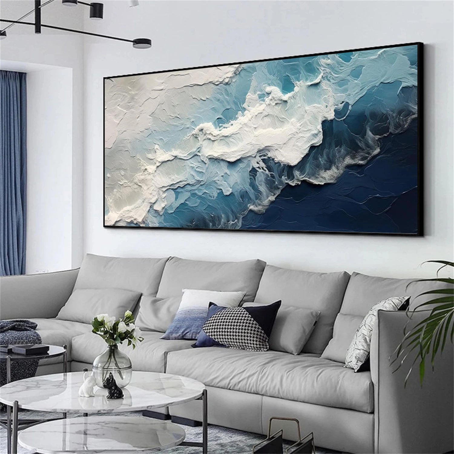 Abstract Ocean And Sky Textured Wall Art #OS052