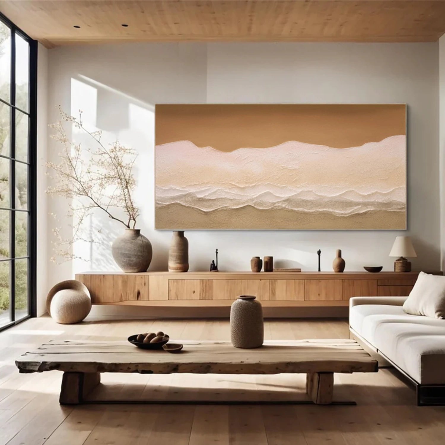 Abstract Ocean And Sky Textured Wall Art #OS054
