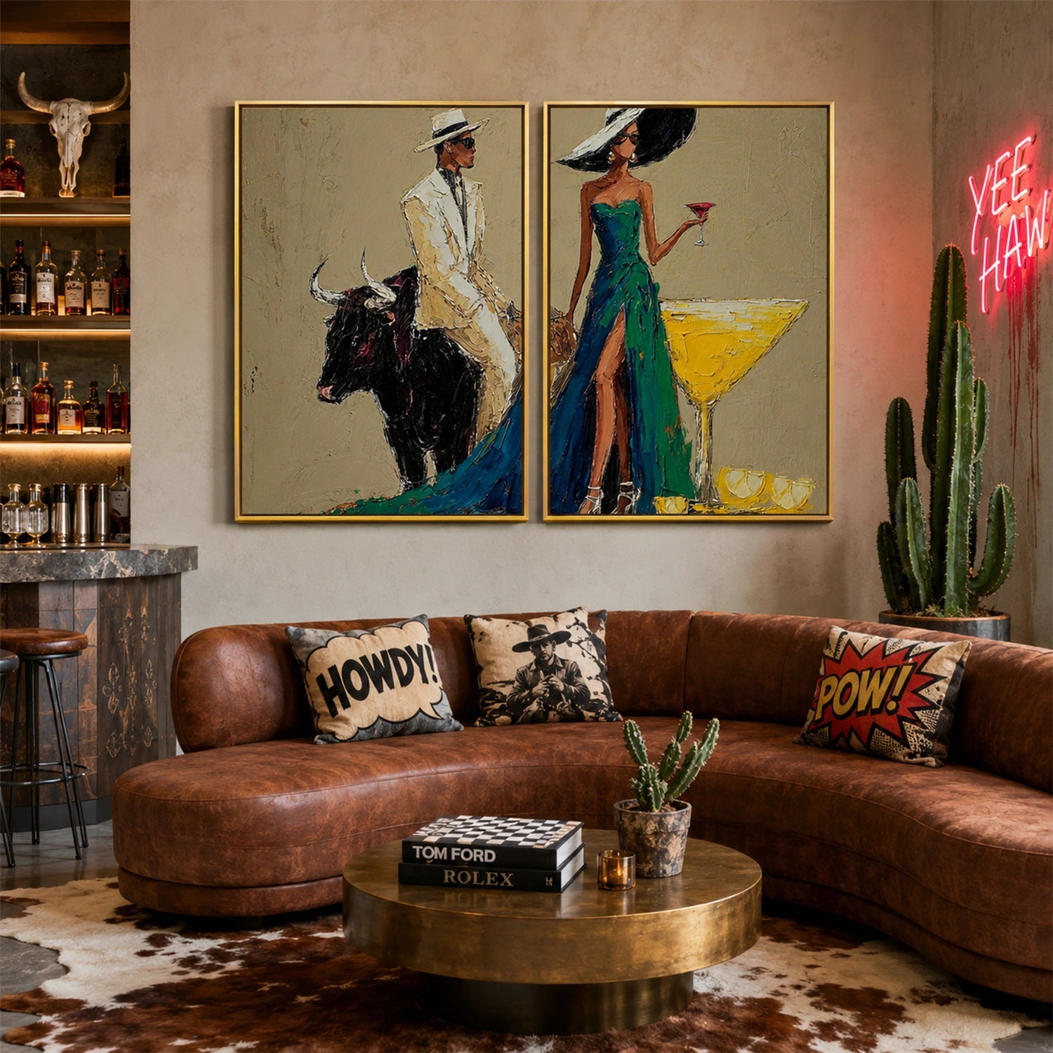 Western Cowboy Wall Art Set of 2 #AC044