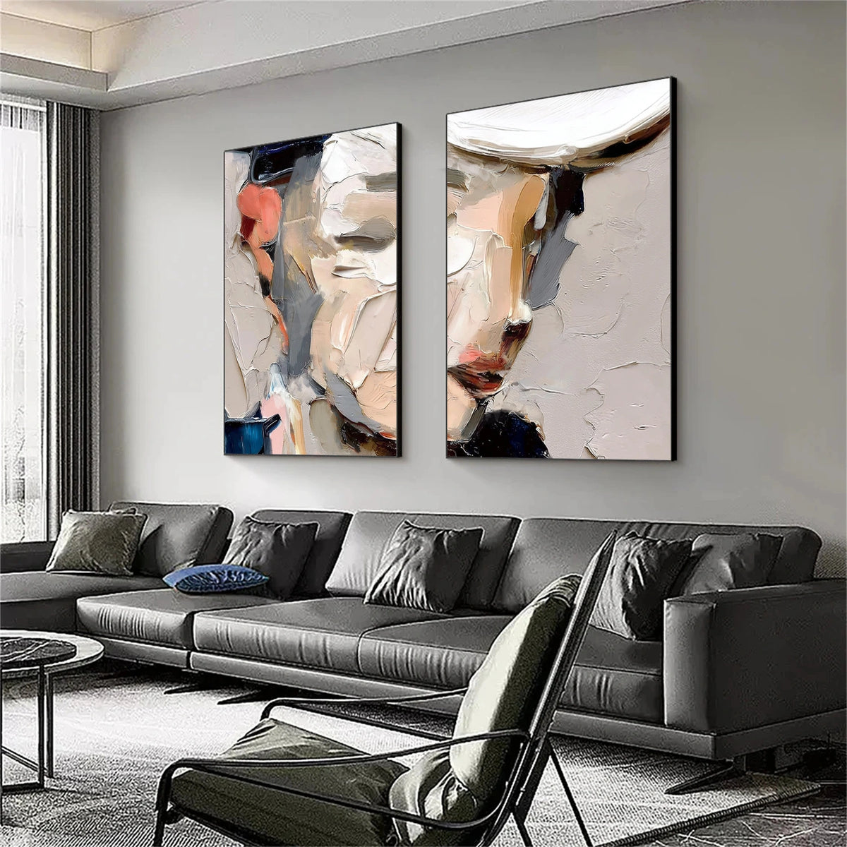 Abstract Portrait Textured Wall Art Set of 2 #LA018