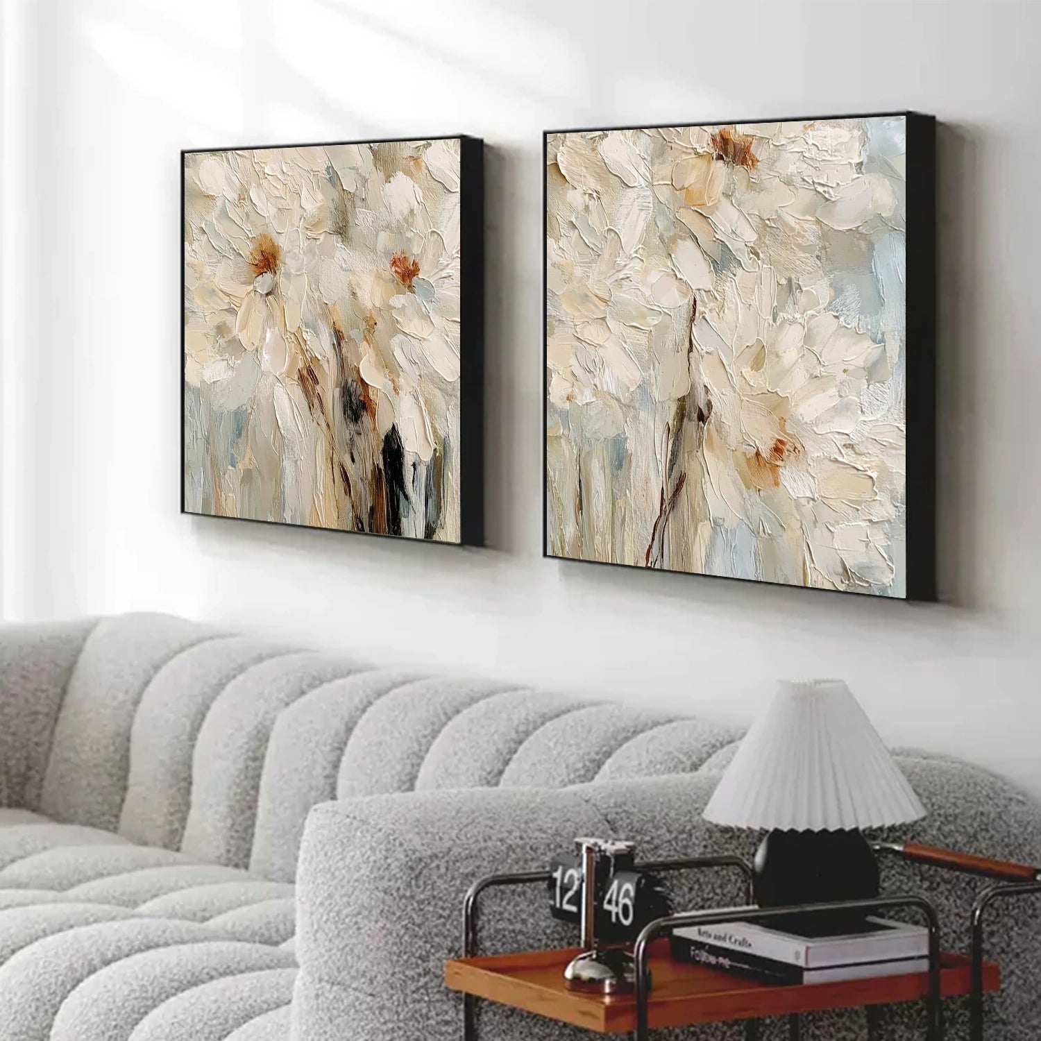 Abstract Flower And Tree Textured Wall Art Set of 2 #FT031