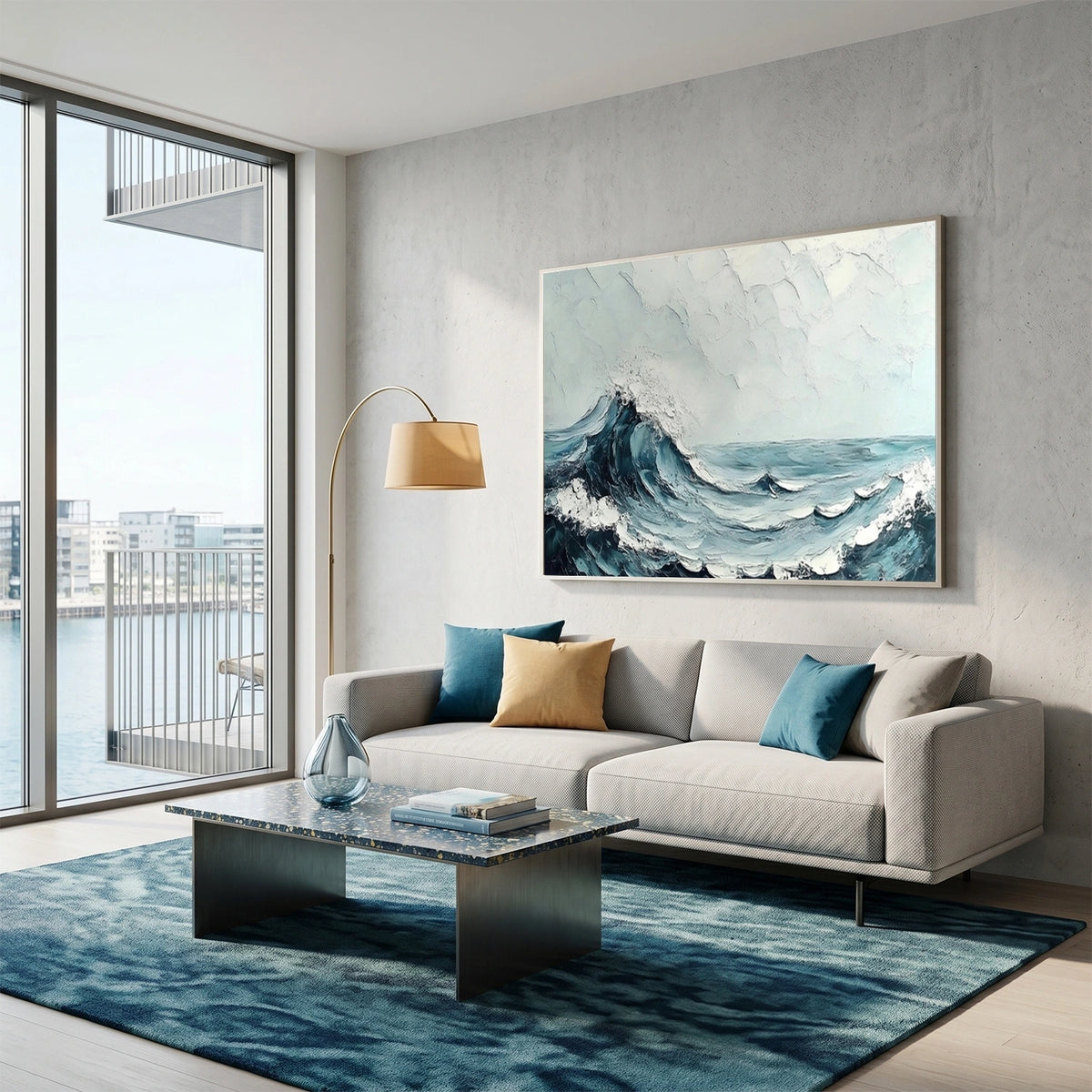 Abstract Ocean And Sky Textured Wall Art #OS061