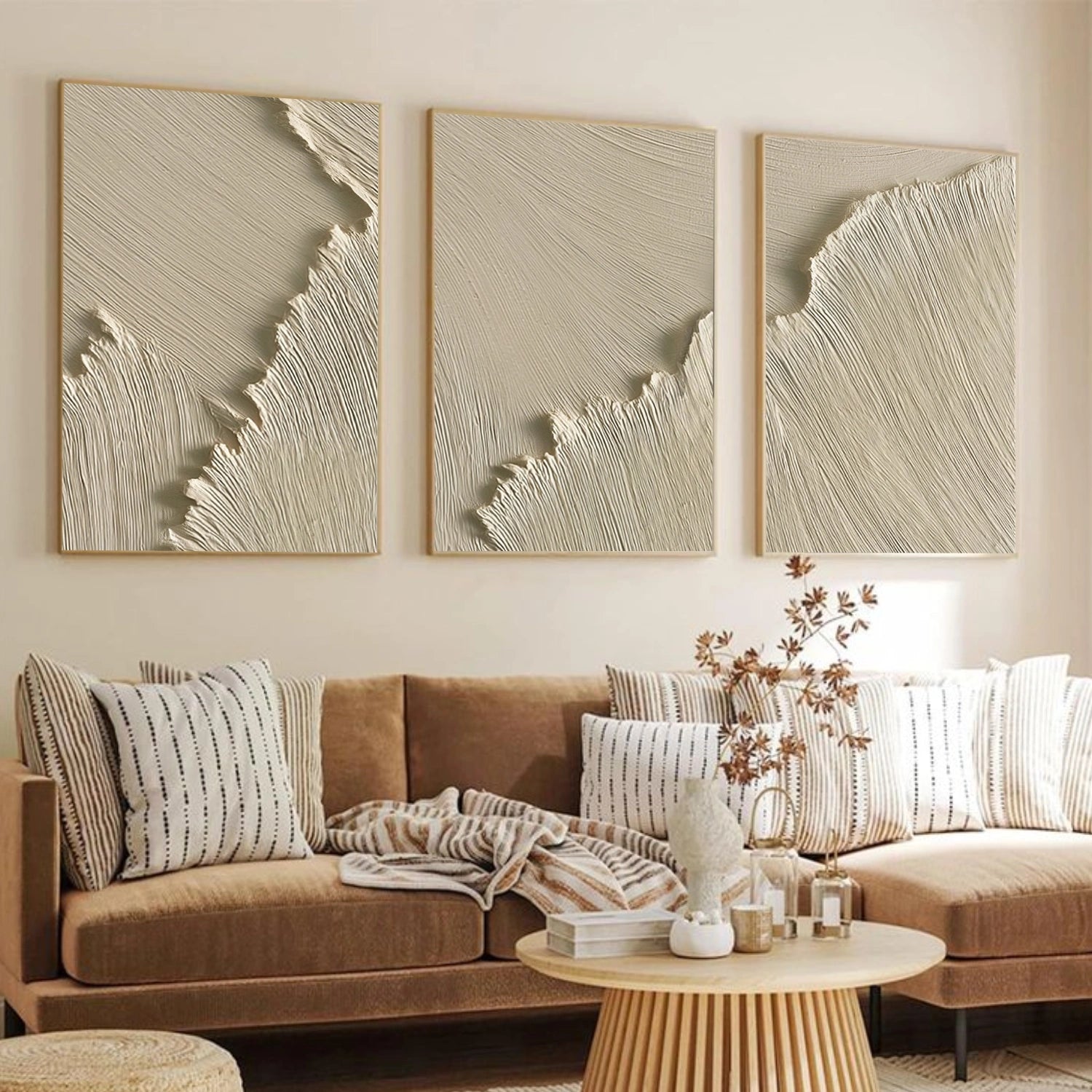 Beige Minimalist Textured Wall Art Set of 3 #MW030
