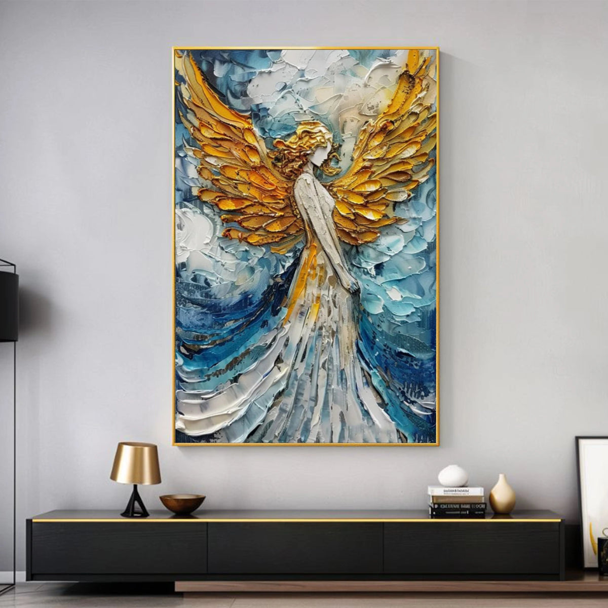 Abstract Angel Portrait Textured Wall Art #LA044