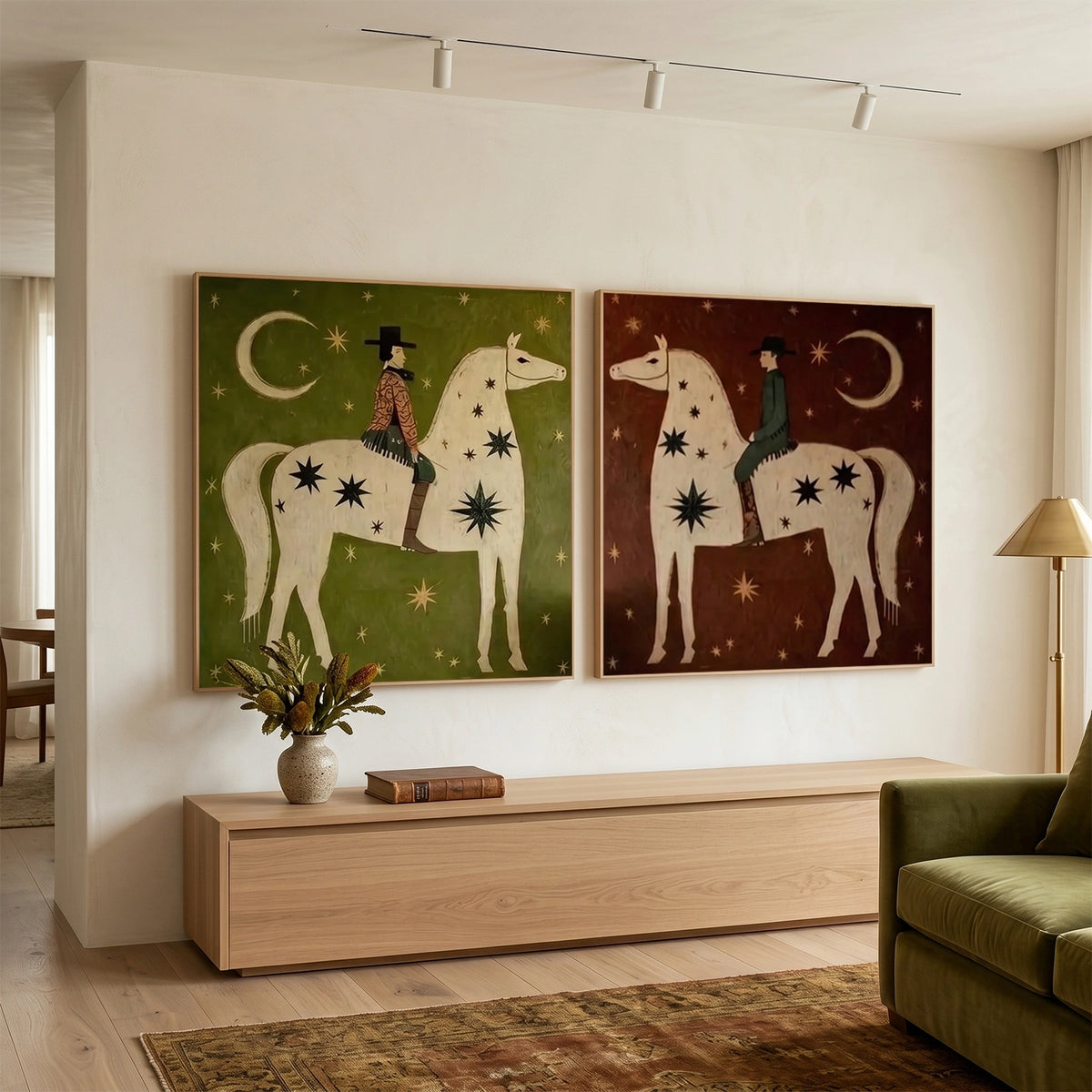 Western Cowboy Wall Art Square Set of 2 #AC062