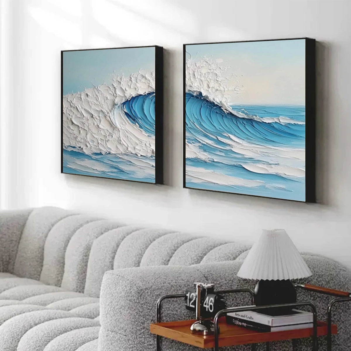 Abstract Ocean And Sky Textured Wall Art Set of 2 #OS143