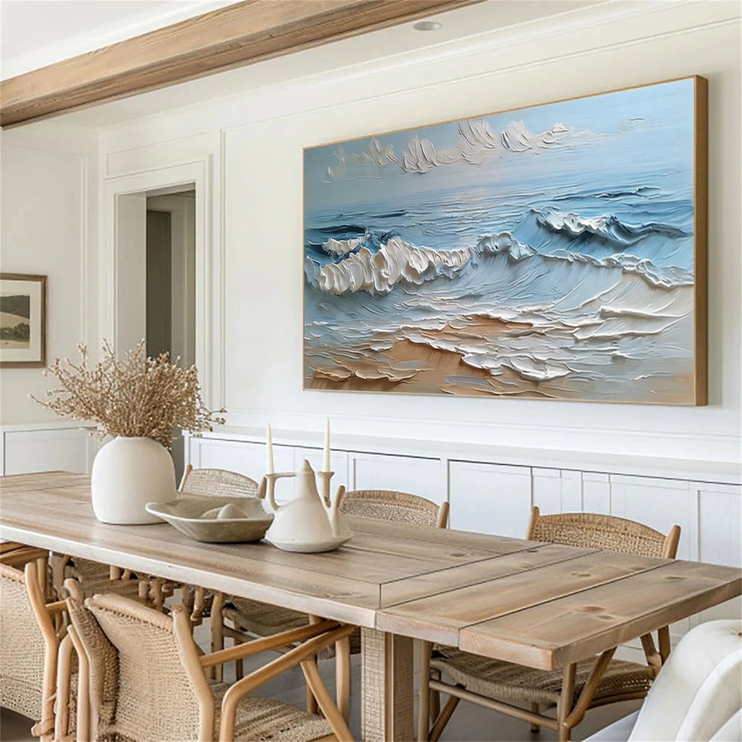 Abstract Ocean And Sky Textured Wall Art #OS056
