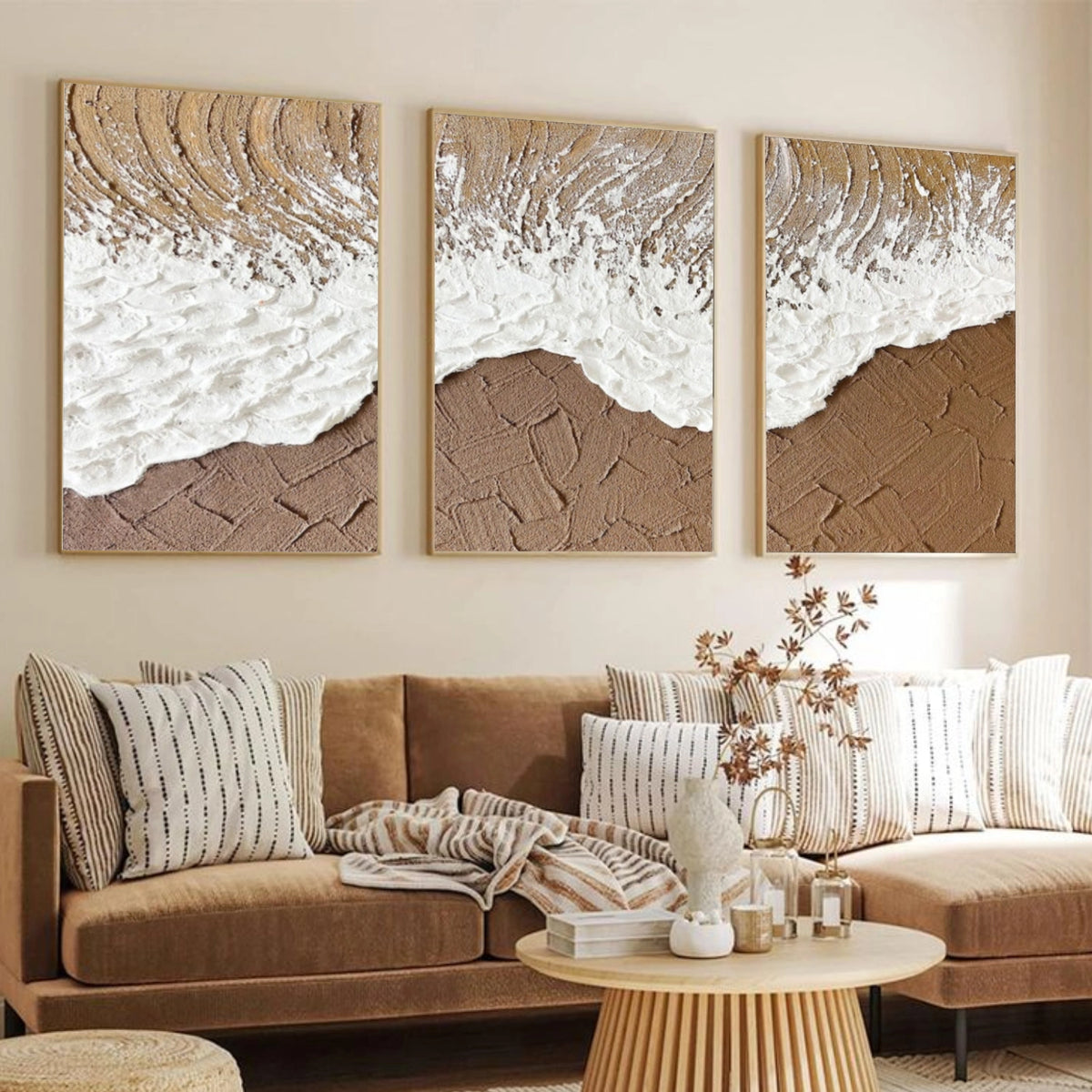 Abstract Ocean And Sky Textured Wall Art Set of 3 #OS139