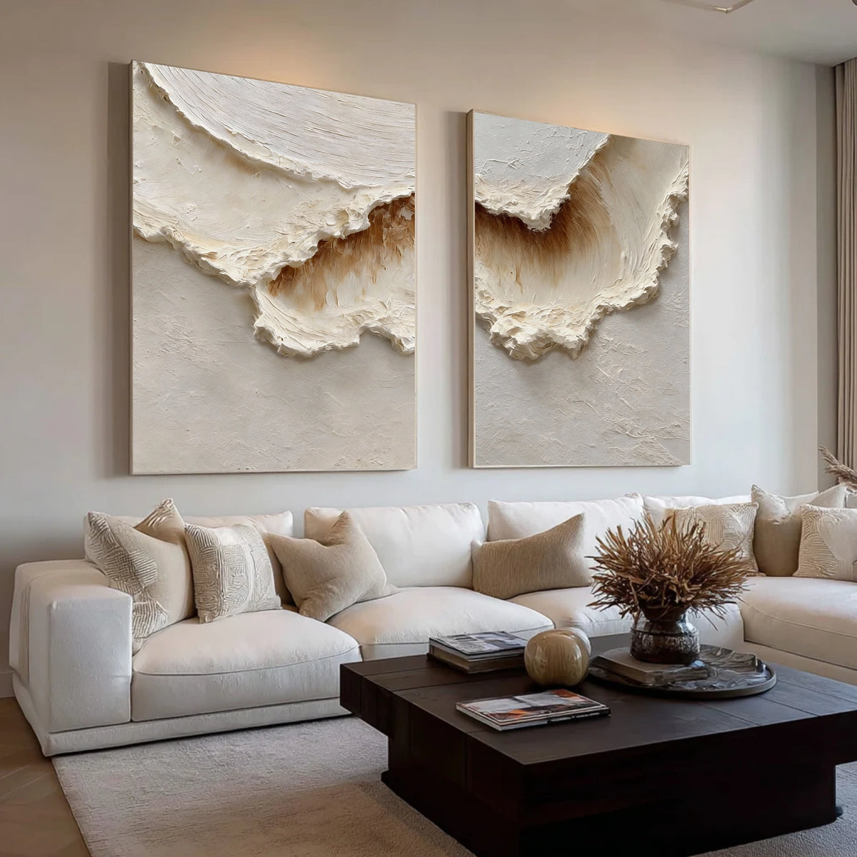 Abstract Ocean And Sky Textured Wall Art Set of 2 #OS129