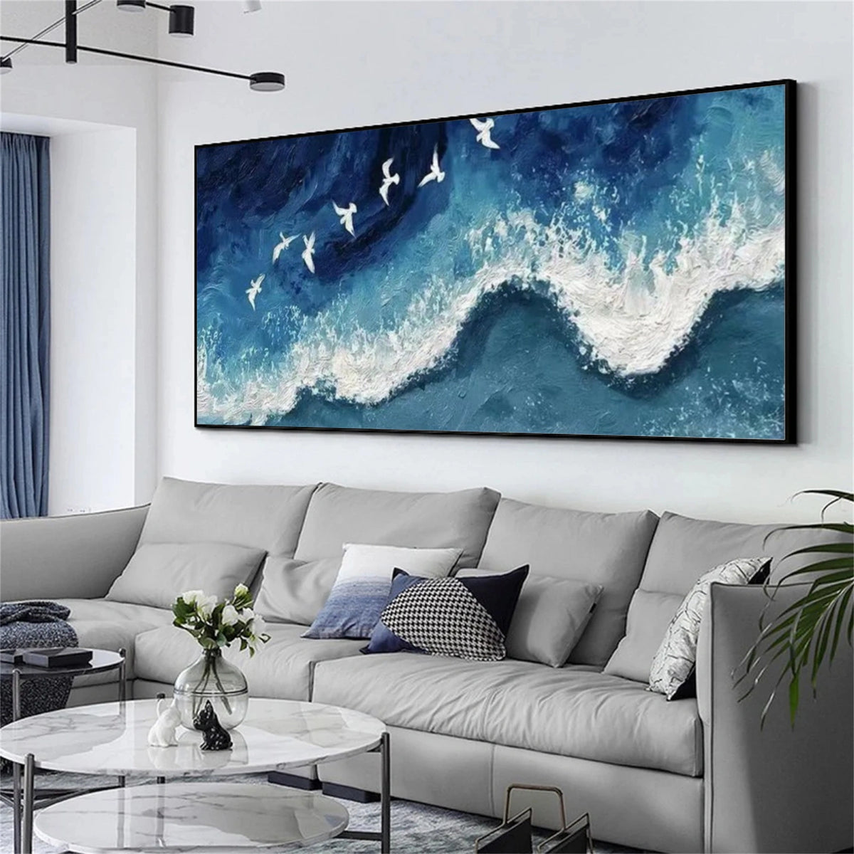 Abstract Ocean And Sky Textured Wall Art #OS135