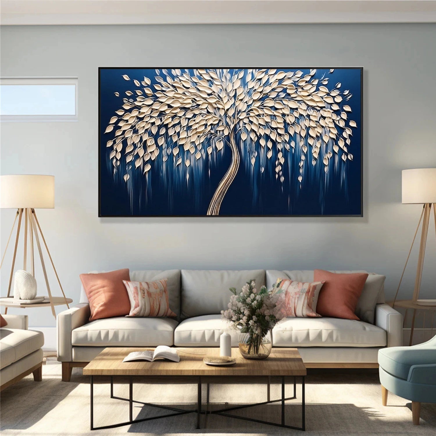 Abstract Flower And Tree Textured Wall Art #FT041