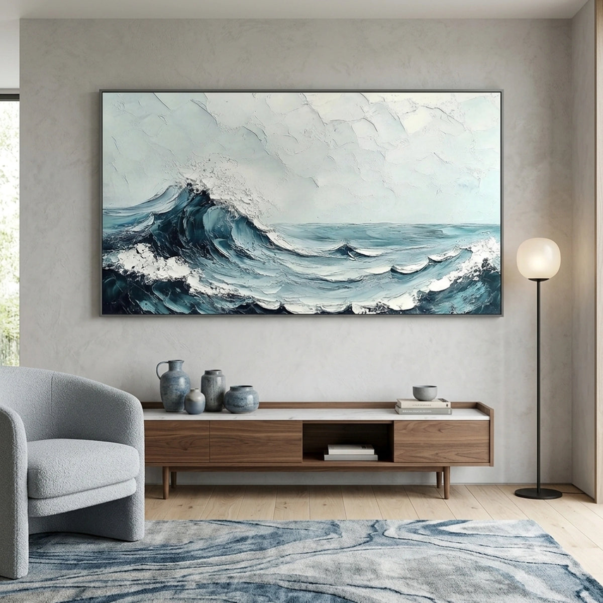 Abstract Ocean And Sky Textured Wall Art #OS061