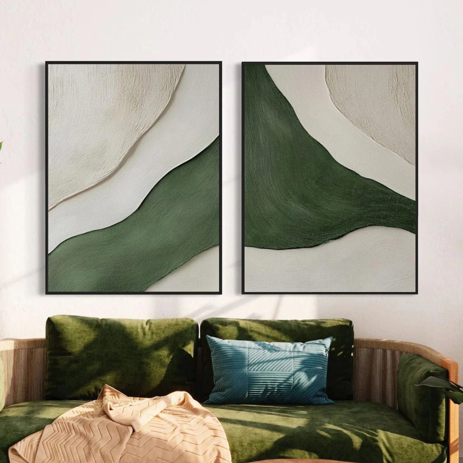 Green Minimalist Textured Wall Art Set of 2 #MW004