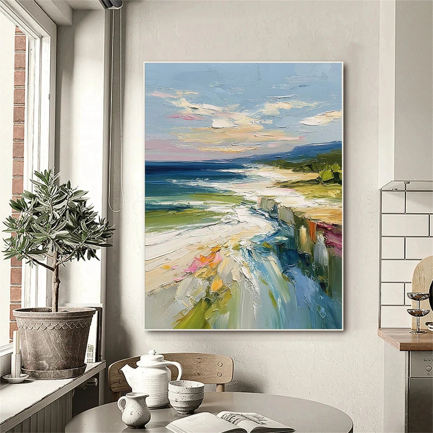 Abstract Ocean And Sky Textured Wall Art #OS030