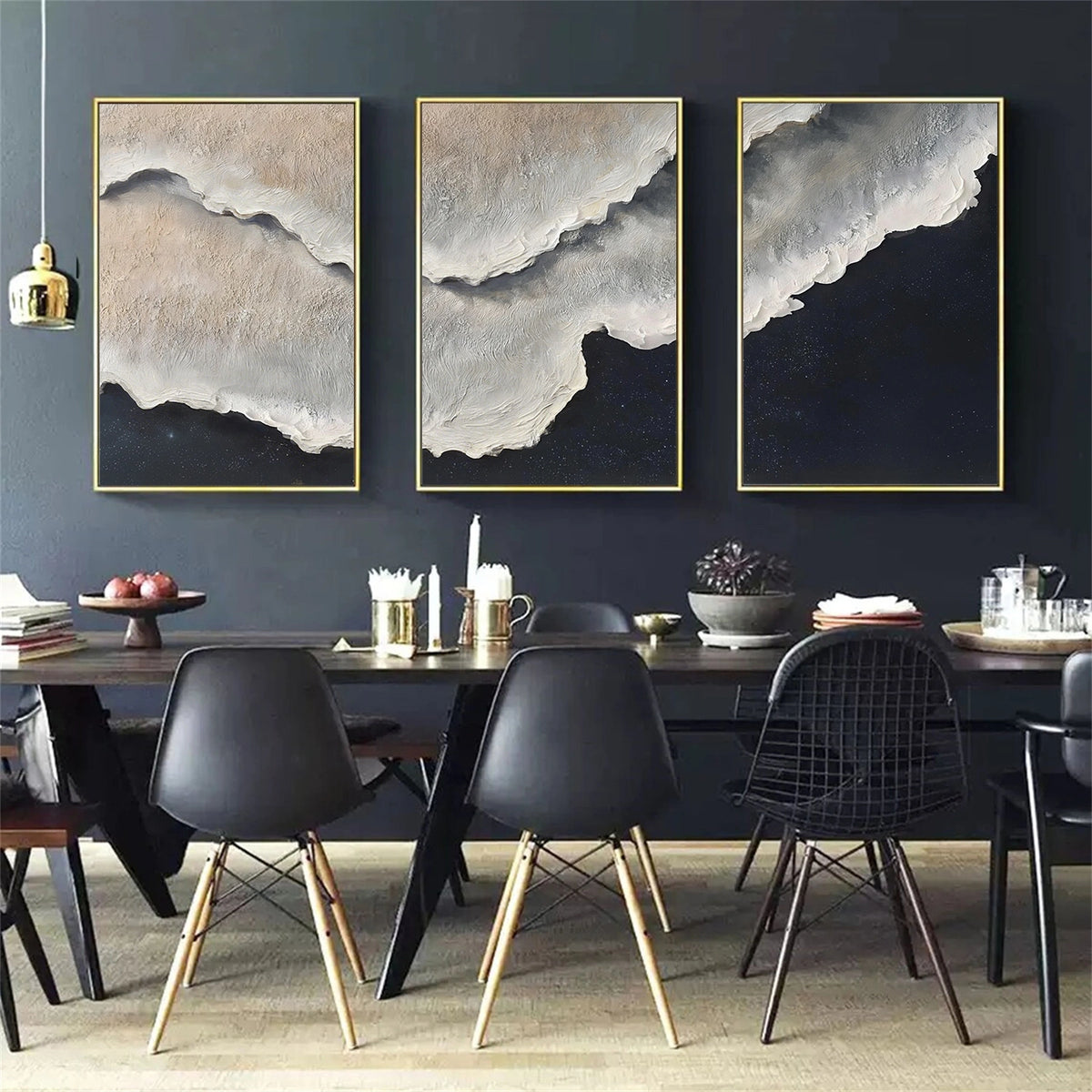 Abstract Ocean And Sky Textured Wall Art Set of 3 #OS140