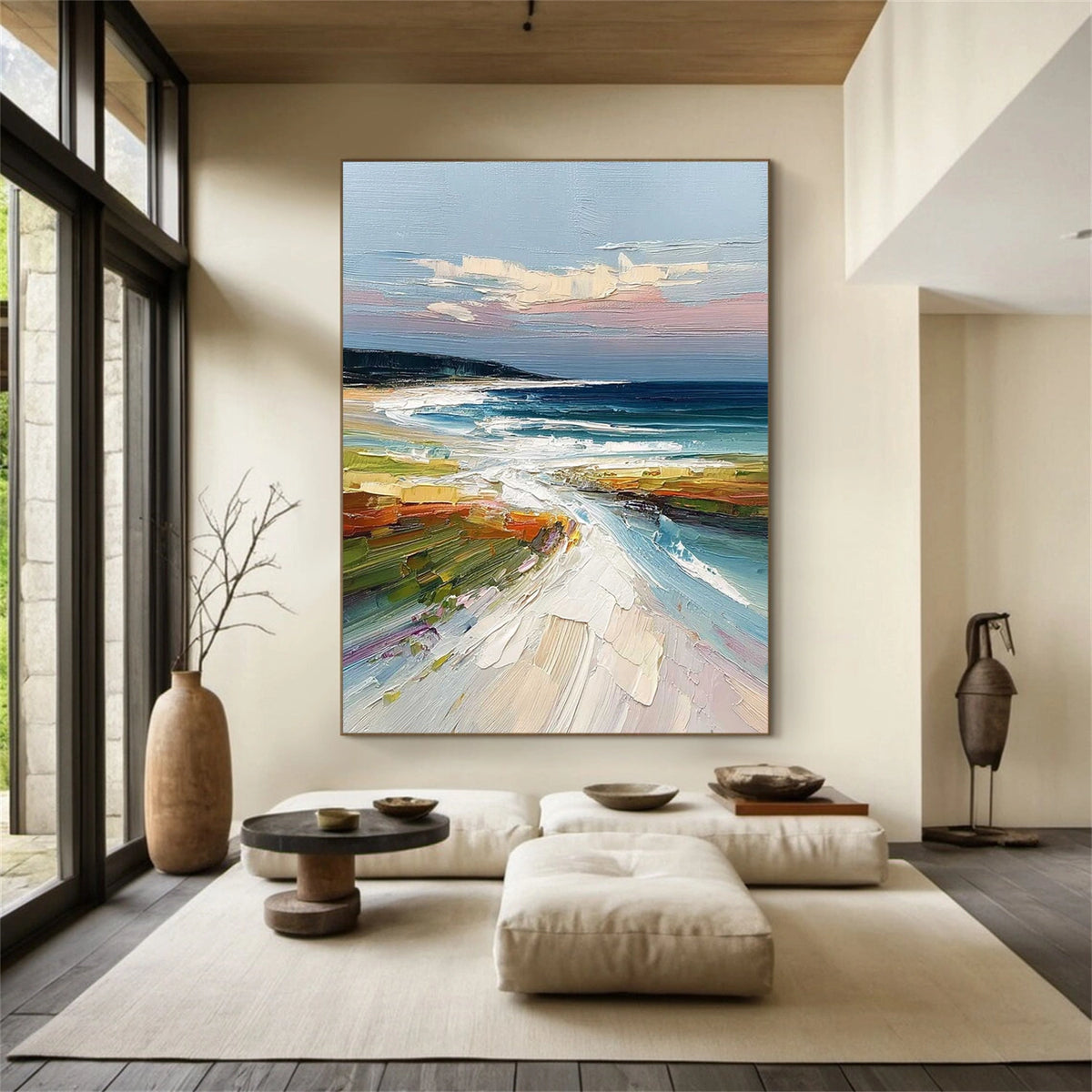 Abstract Ocean And Sky Textured Wall Art #OS032
