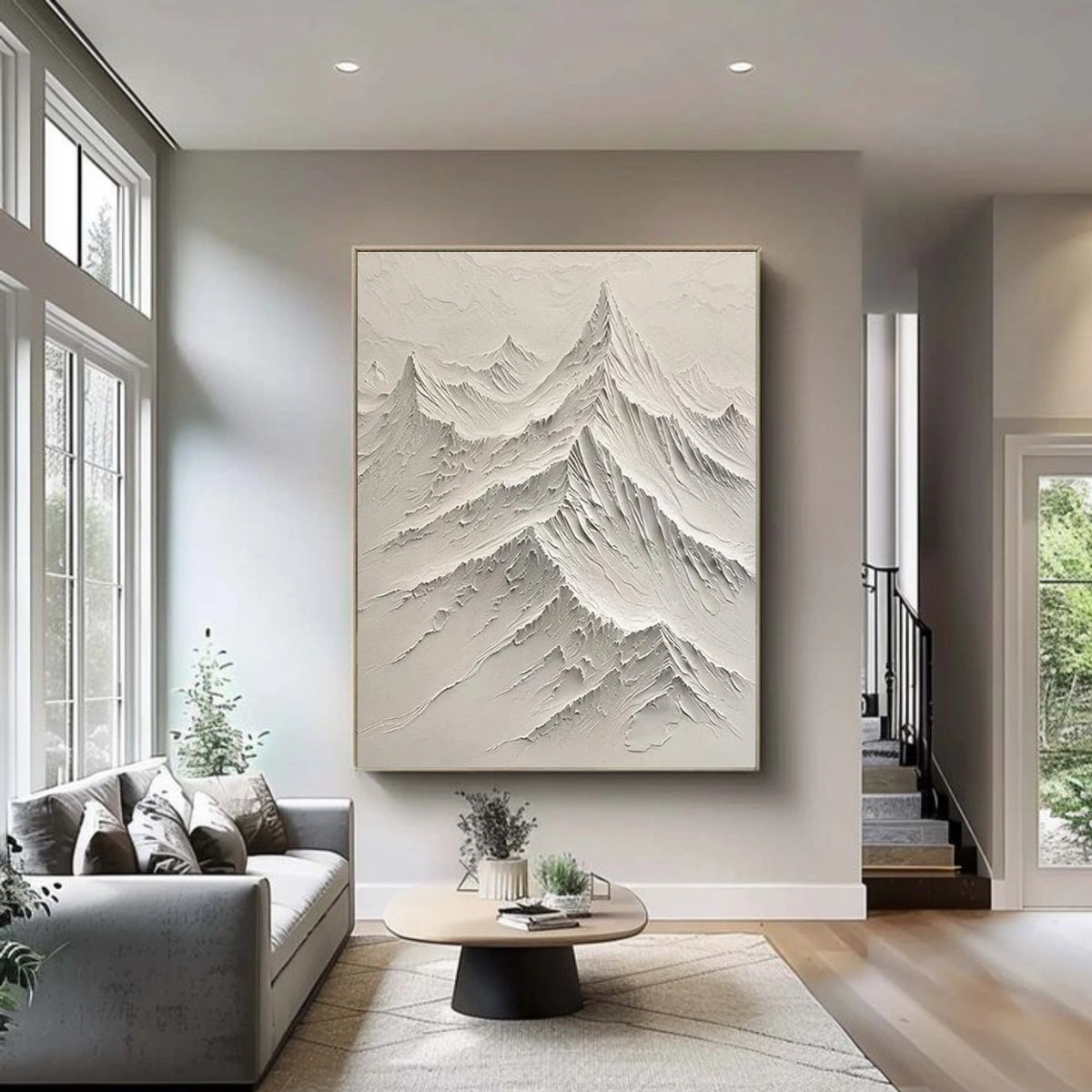 Beige Minimalist Mountain Textured Wall Art #MM041