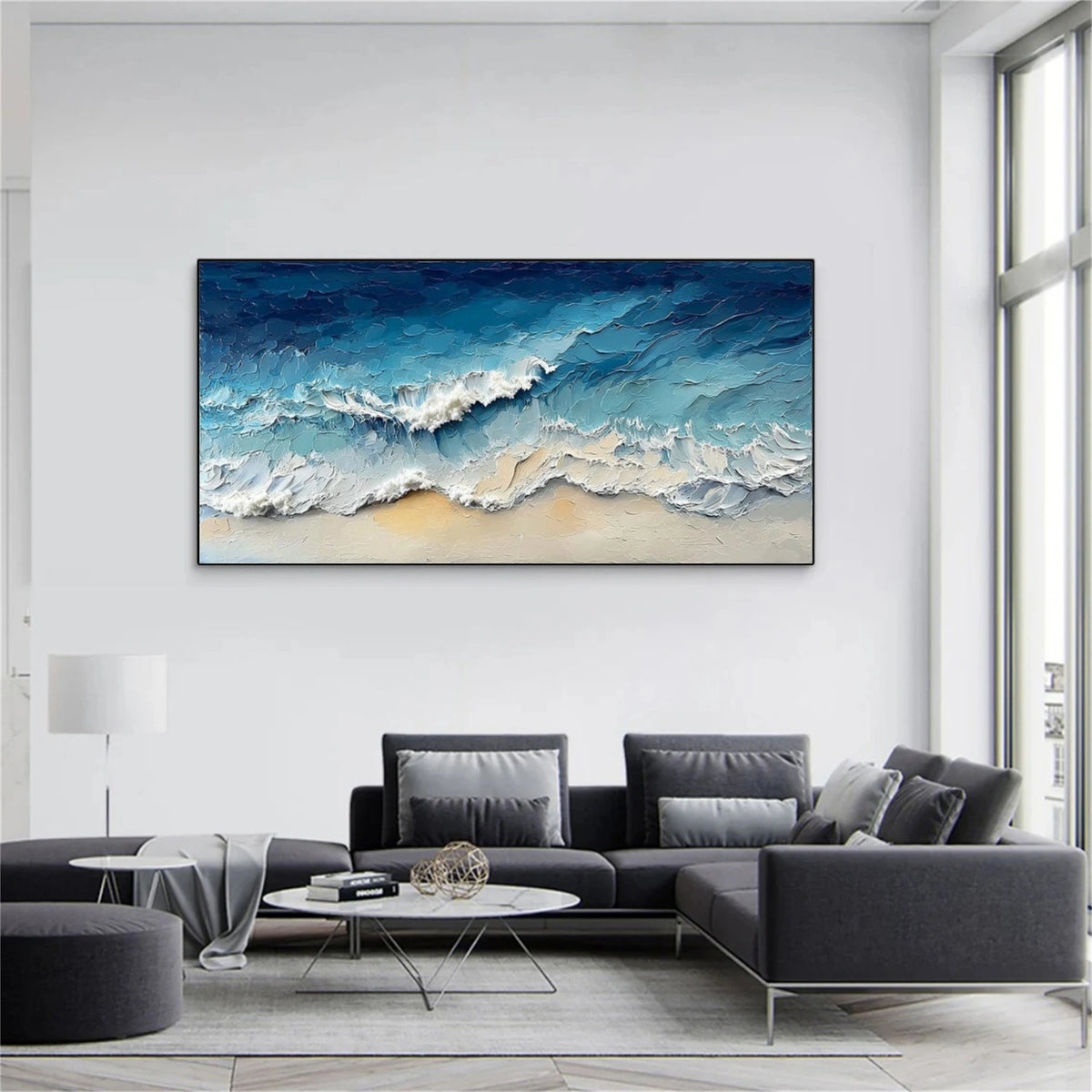 Abstract Ocean And Sky Textured Wall Art #OS136