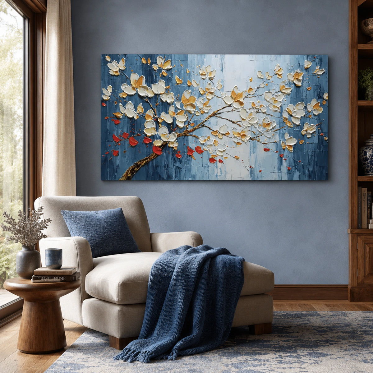 Abstract Flower And Tree Textured Wall Art #FT055