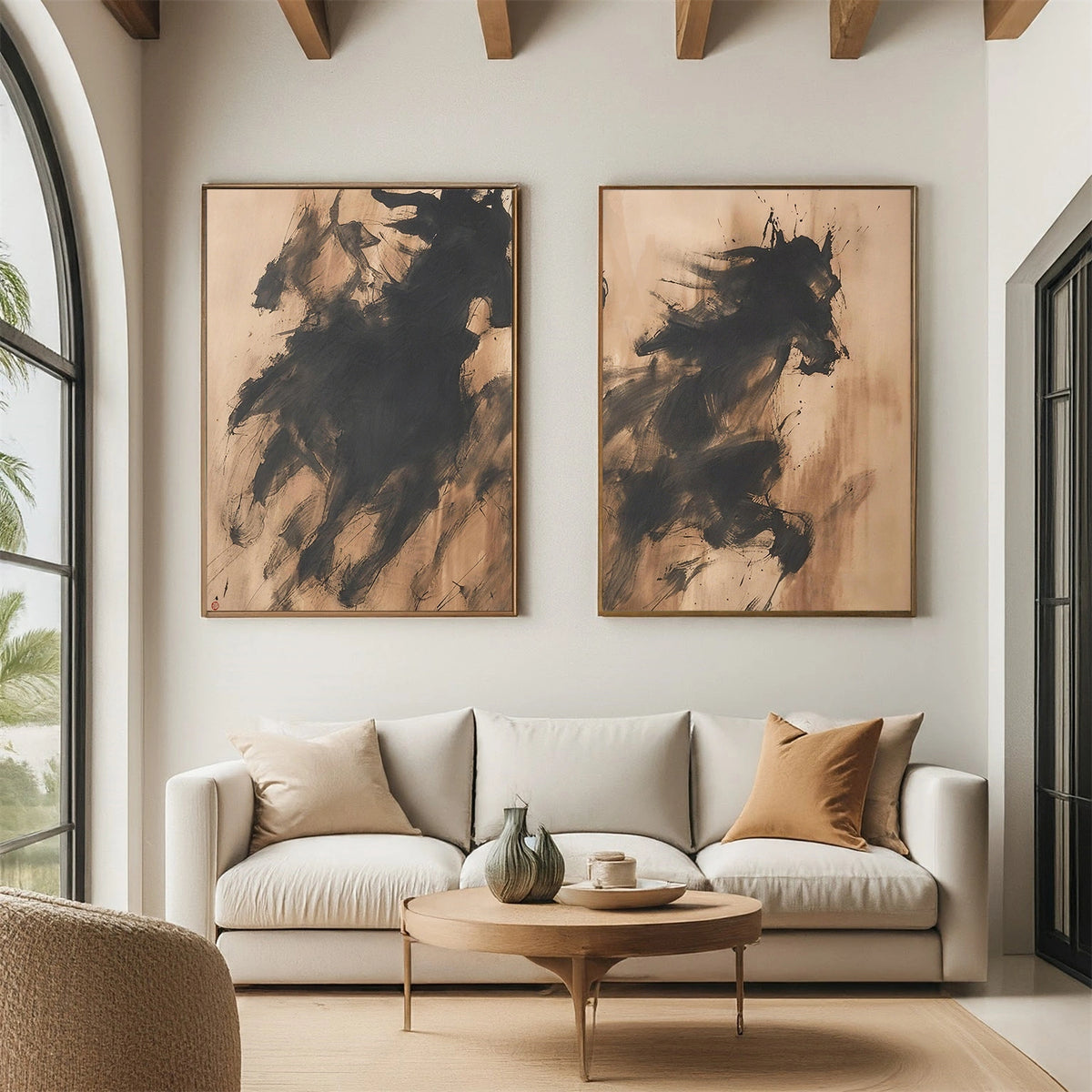 Abstract Animal Horse Wall Art Set of 2 #AN028