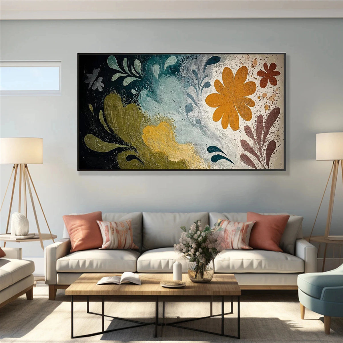 Abstract Flower And Tree Textured Wall Art #FT034