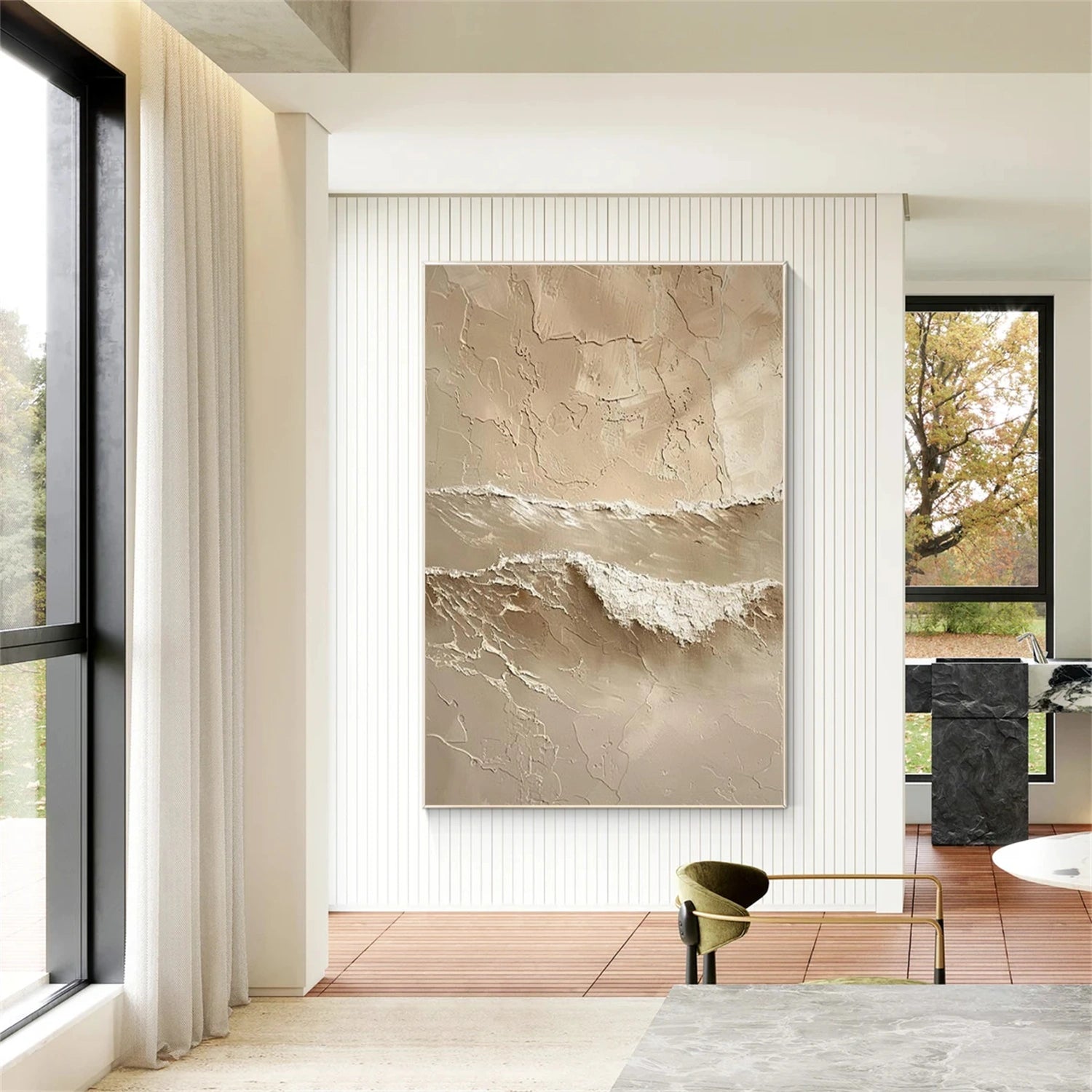 Abstract Ocean And Sky Textured Wall Art #OS027