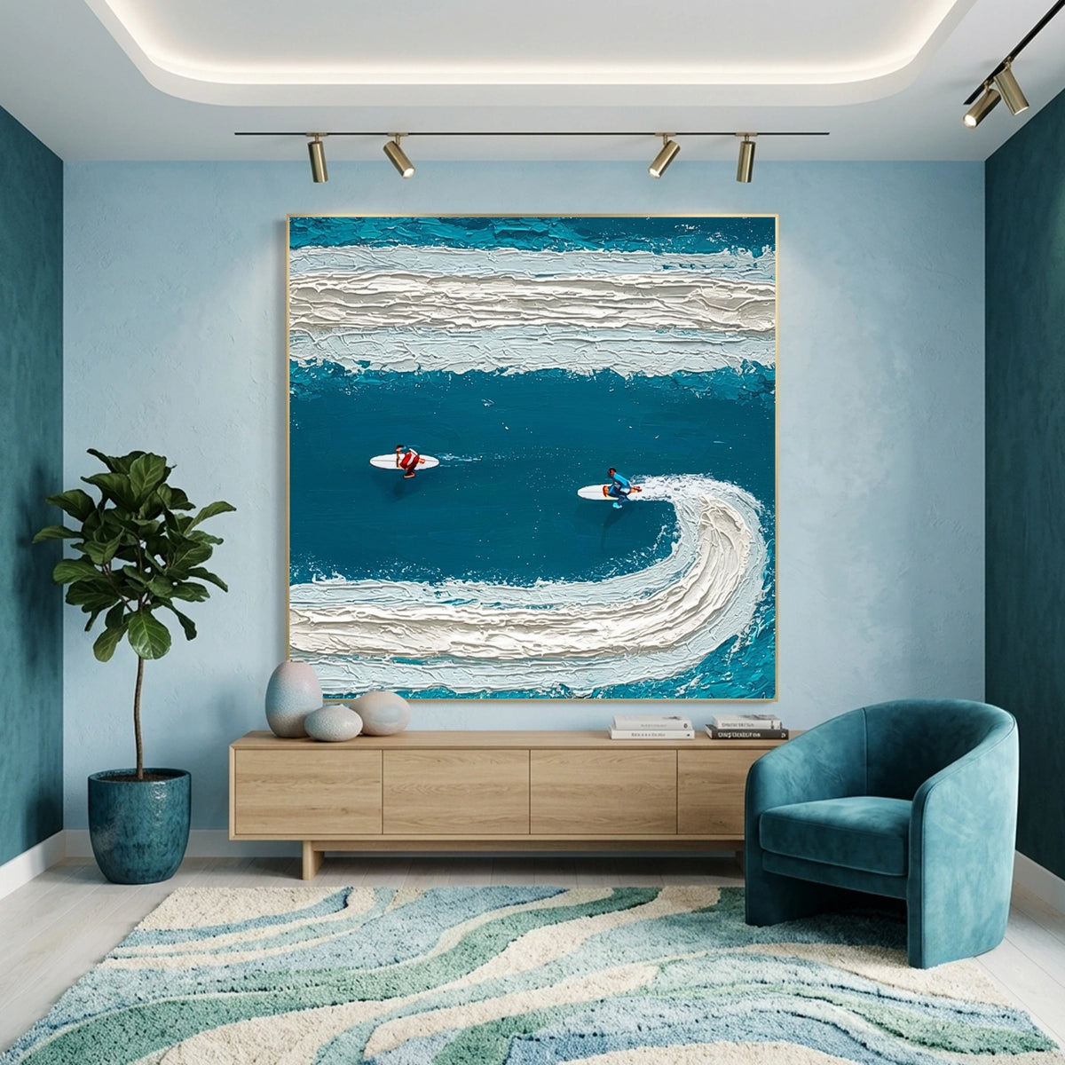 Surfing Sports Textured Wall Art #SC026