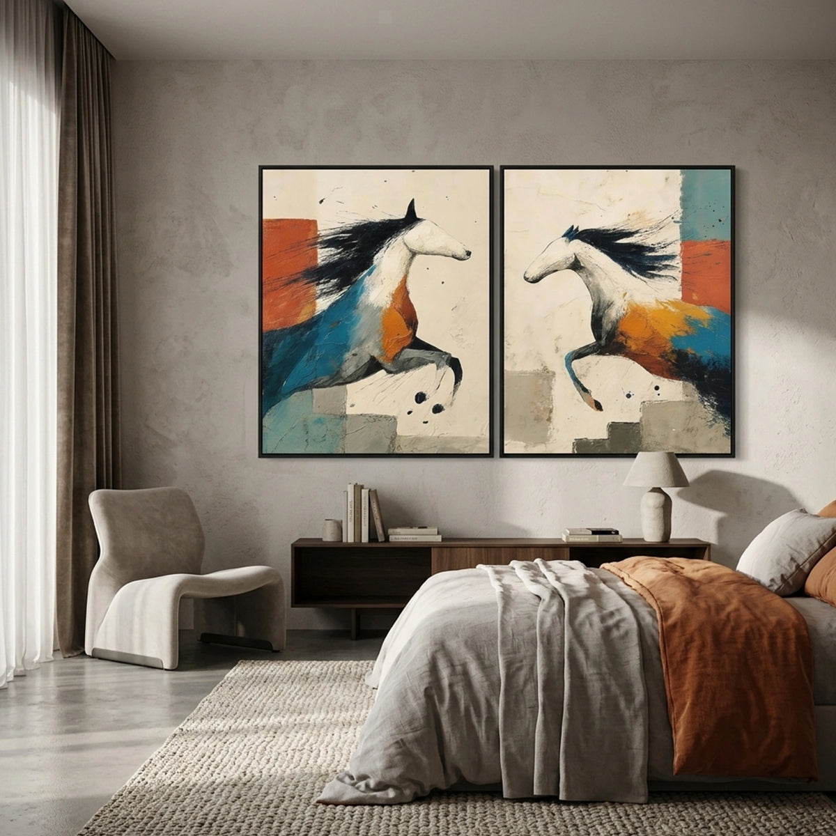 Abstract Animal Horse Wall Art Set of 2 #AN044