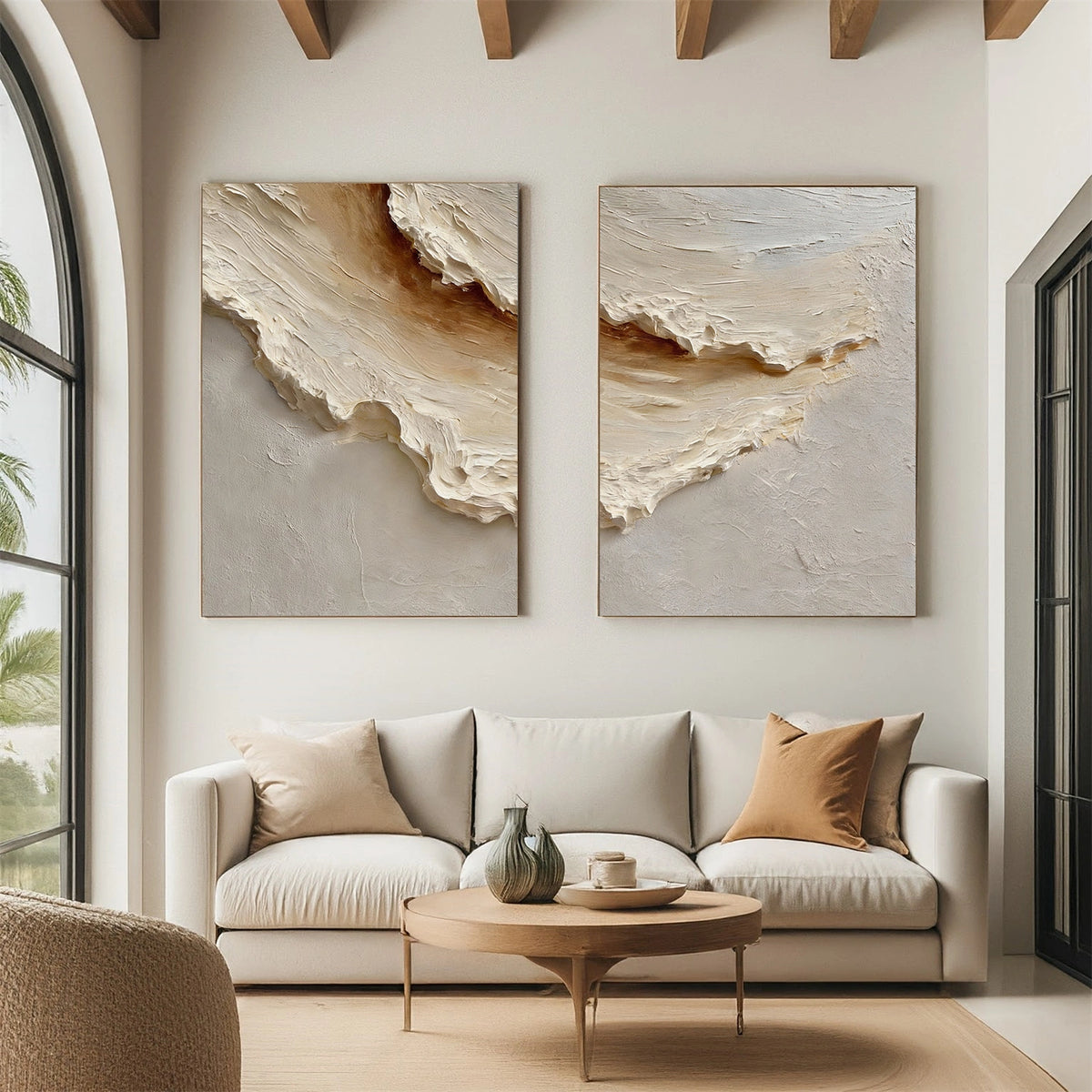 Abstract Ocean And Sky Textured Wall Art Set of 2 #OS128