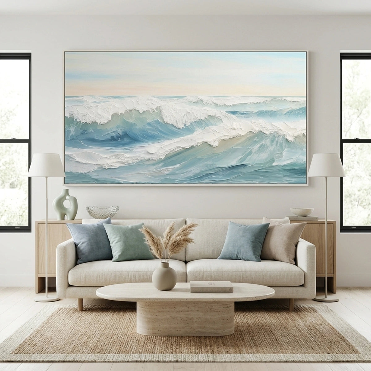 Abstract Ocean And Sky Textured Wall Art #OS063